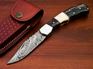 folding knife Custom Handmade Damascus Steel folding knife  Christmas gift