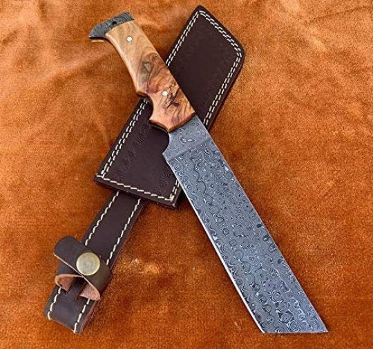 Hunting Knife Hunting 12" Tanto Knife with Olive Wood Handle with Sheath