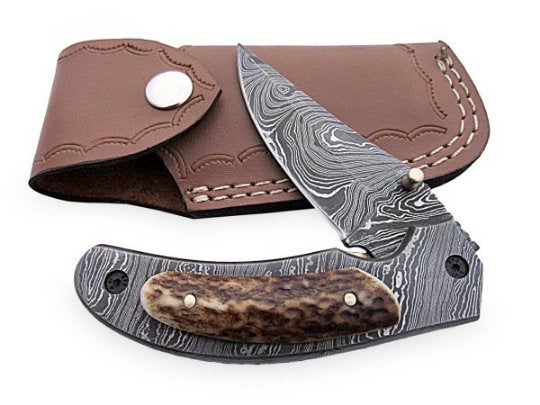 Folding Knife Handmade Knife Damascus Steel