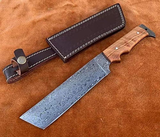 Hunting Knife Hunting 12" Tanto Knife with Olive Wood Handle with Sheath