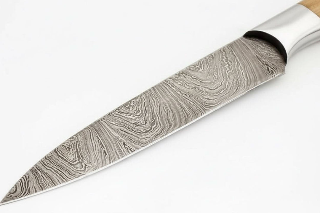 9" Handmade Damascus Steel Utility Knife with Olive Wood Handle handmade Chef Knives by JW SteelCrafts