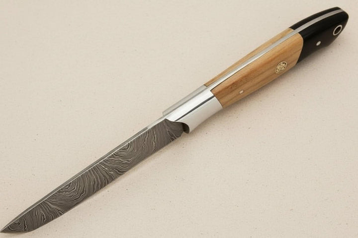 9" Handmade Damascus Steel Utility Knife with Olive Wood Handle handmade Chef Knives by JW SteelCrafts
