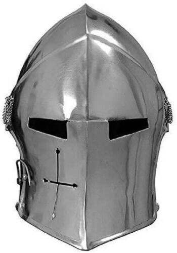 Halloween Medieval Barbuta Helmet Knights Templar Crusader Armor Helmet (Steel)