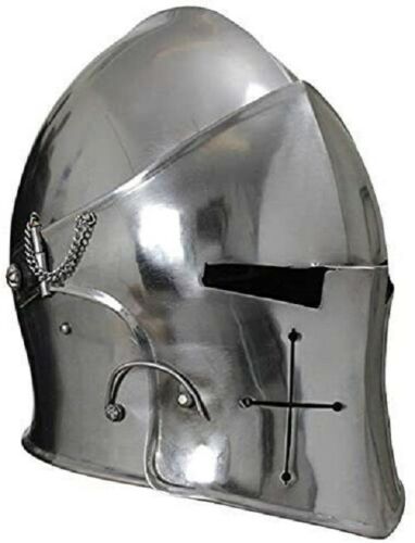 Halloween Medieval Barbuta Helmet Knights Templar Crusader Armor Helmet (Steel)